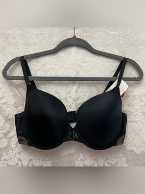 Maidenform NWT Black Lace Detail Underwire T-Shirt Bra Size 38D Adjustable New